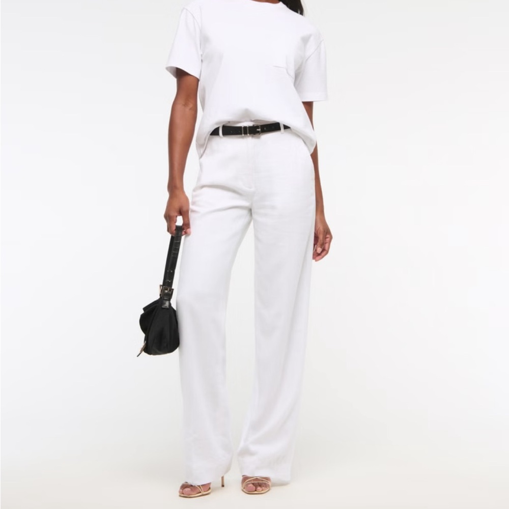 Abercrombie & Fitch Linen-Blend Tailored Wide Leg Pant
